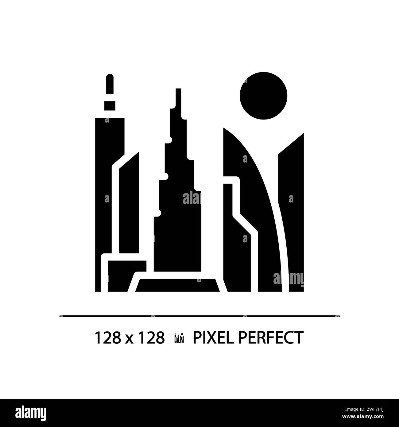 Dubai Wolkenkratzer moderne schwarze Glyphe Ikone Stock Vektor