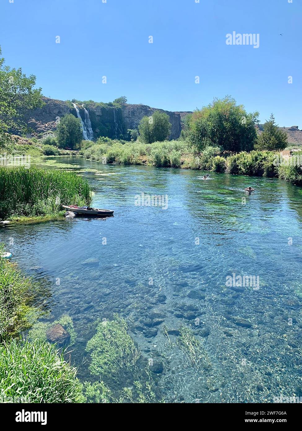 Clear River und Wasserfall bei Thousand Springs Stockfoto