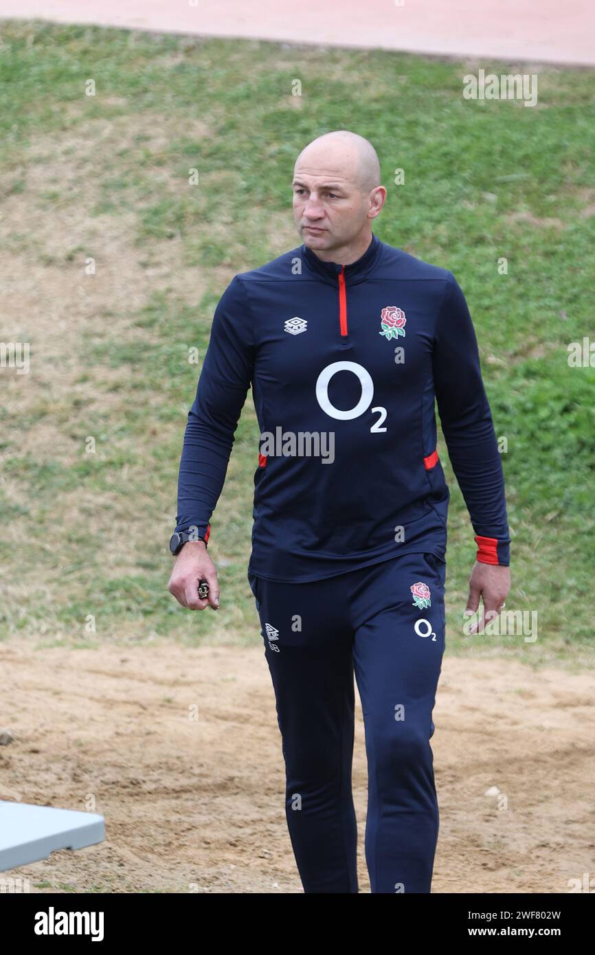 Girona, Spanien, 29. Januar 2024, Steve Borthwick, England Head Coach im England Männer-Rugby-Trainingscamp Stockfoto