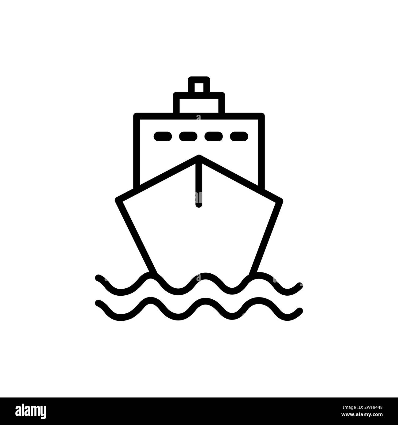 Öffentliche Verkehrsmittel Fähre und Schiff Vector Line Icons. Verkehrssymbol bearbeitbar Hub und Reisegeschwindigkeit Stock Vektor