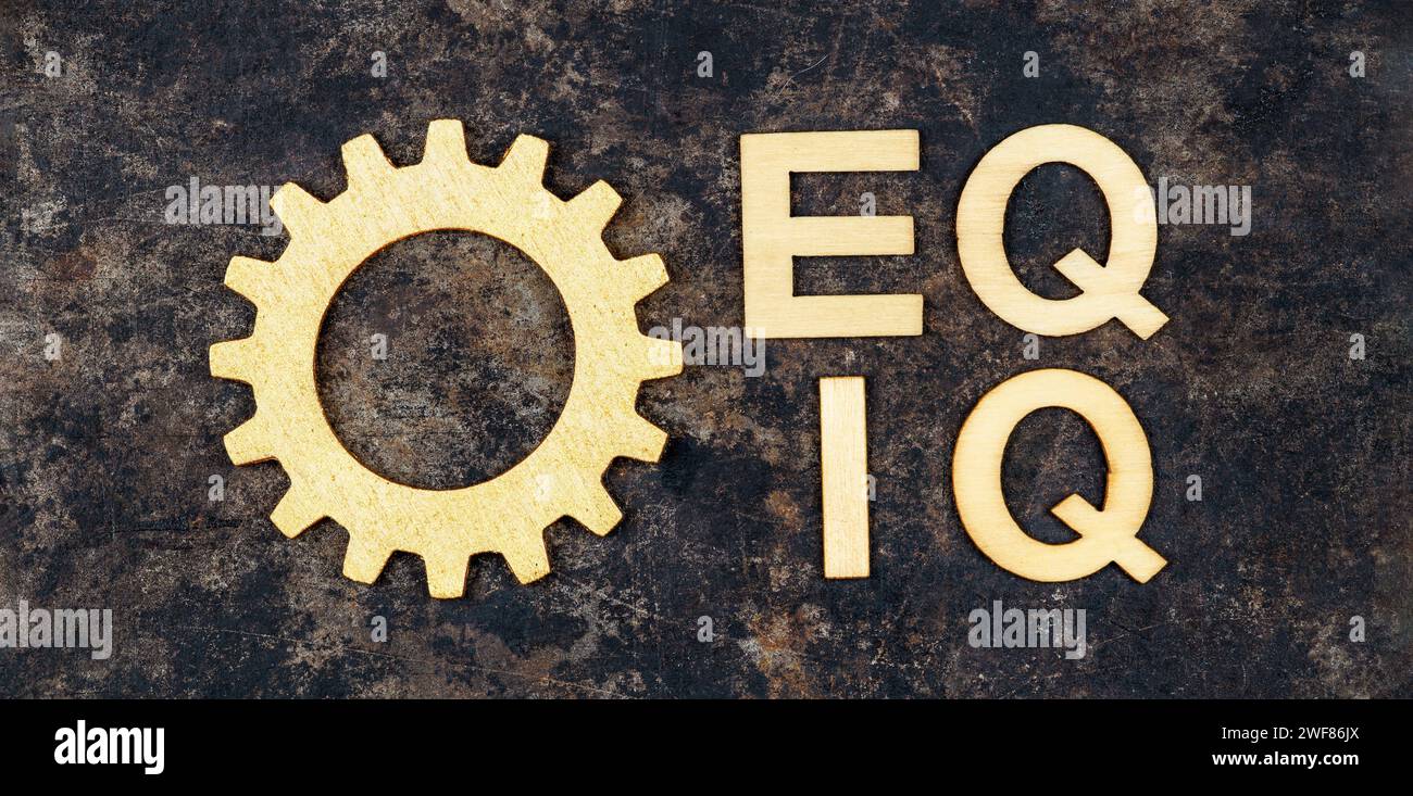 Banner für emotionale und Intelligenz. IQ EQ in den sozialen Kompetenzen und im Erfolg. Stockfoto