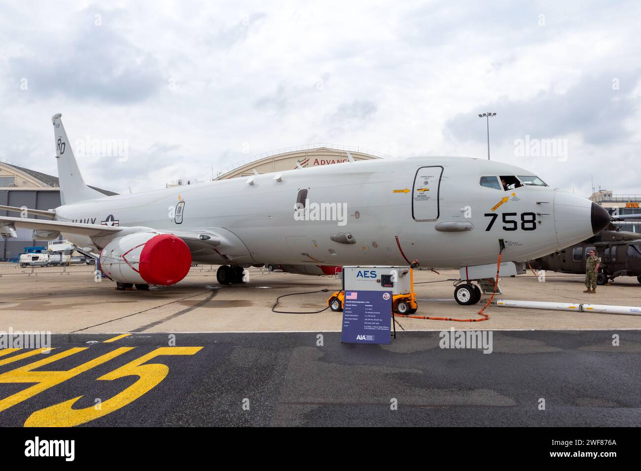 US Navy Boeing P-8A Poseidon Patrouillenflugzeug von VP-47 Whidbey Island auf der Paris Air Show. Le Bourget, Frankreich - 22. Juni 2023 Stockfoto