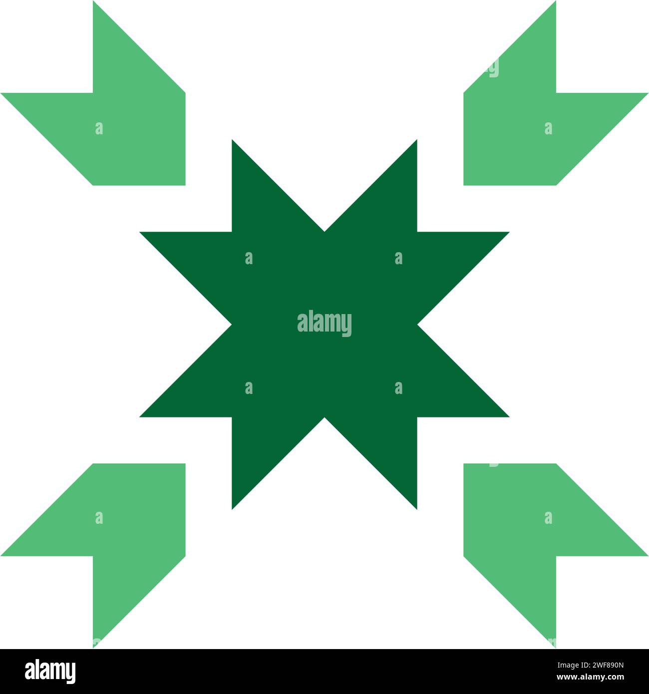 Grüner Sternbuchstabe x Logo-Vektor-Design Stock Vektor