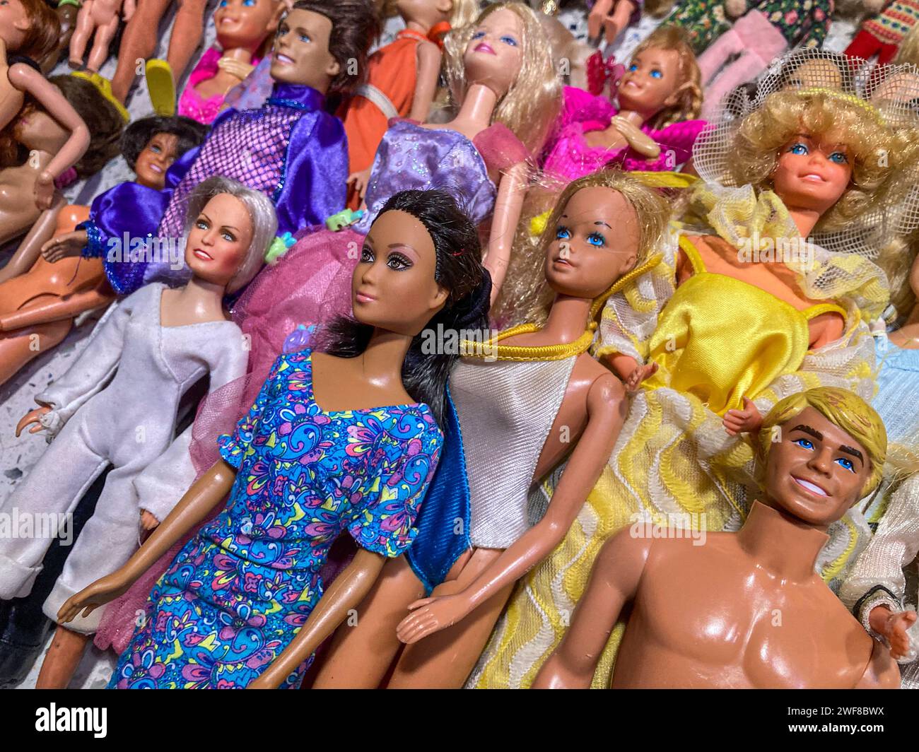 Sammlung von Vintage Barbie Puppen, USA Stockfoto