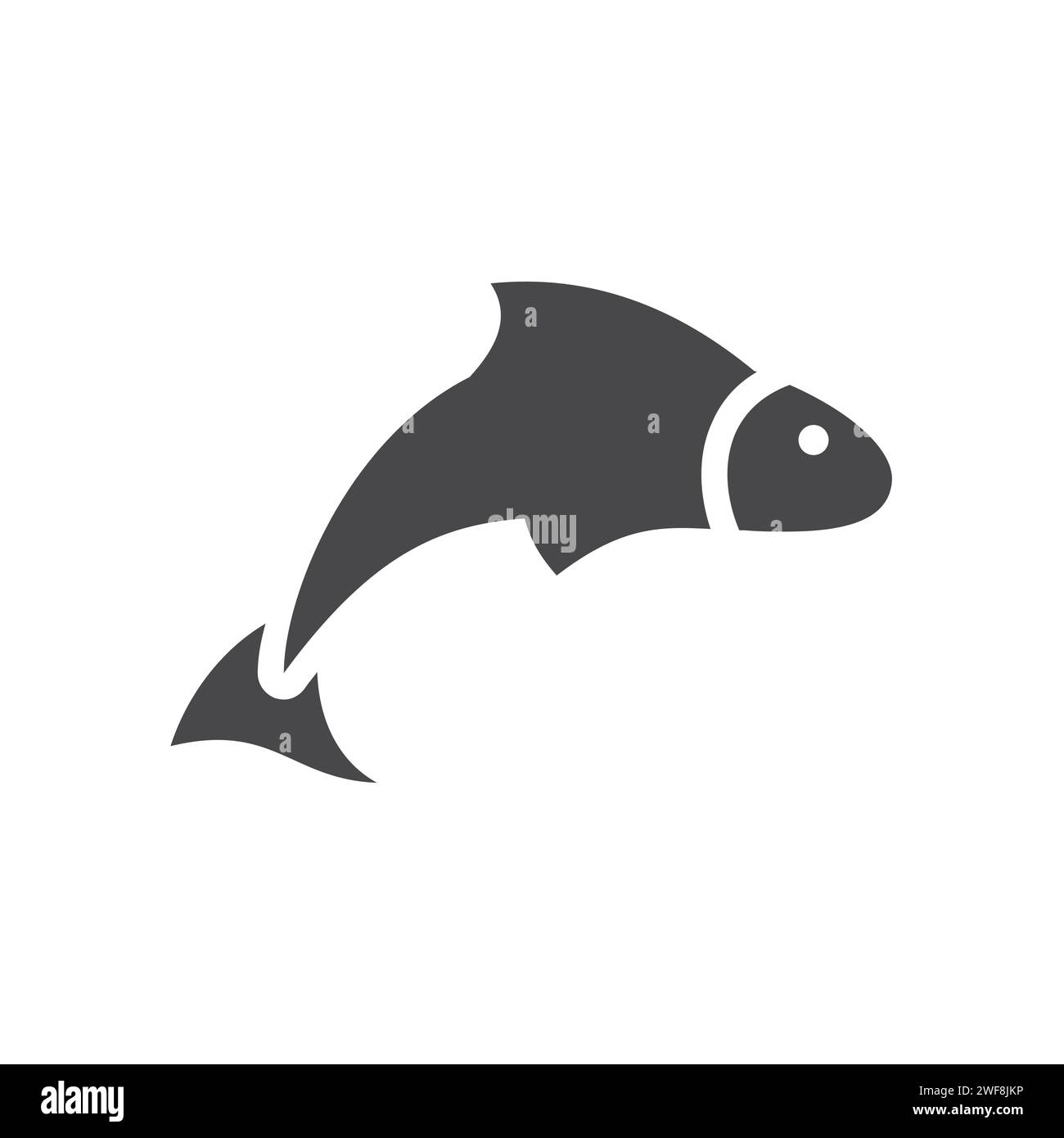 Fischvektorsymbol. Einfaches Füllsymbol für Meeresfrüchte. Stock Vektor