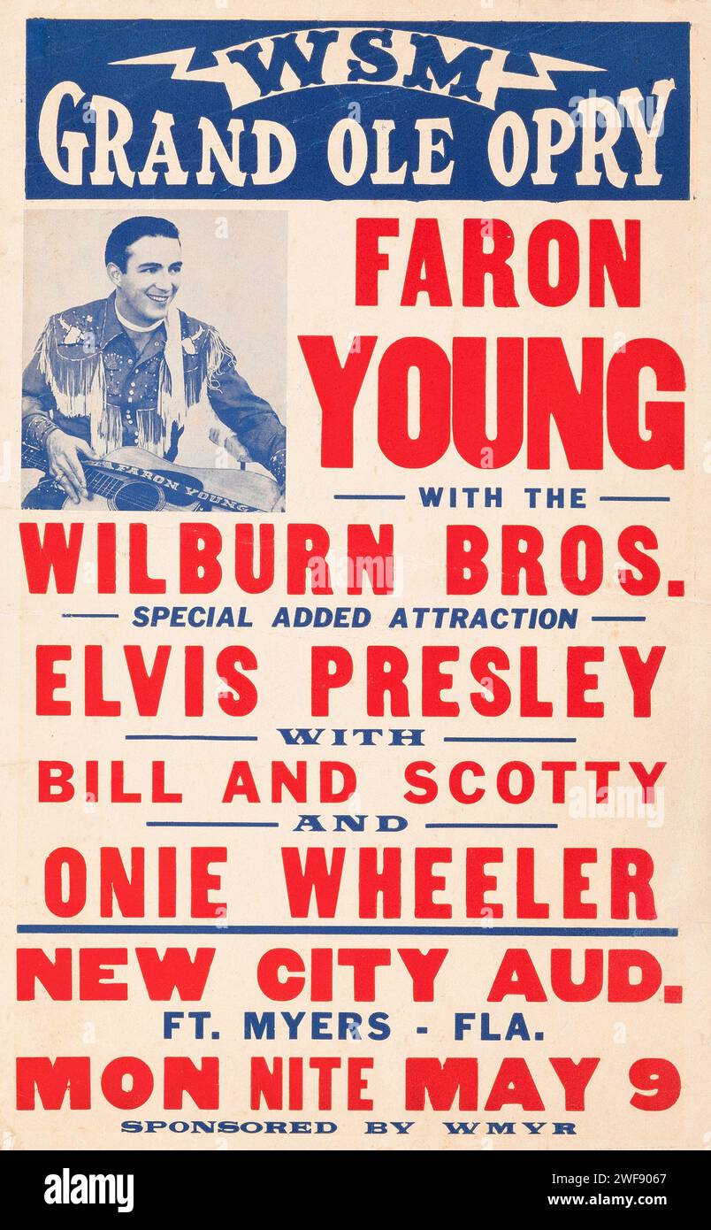 Elvis Presley mit Bill und Scotty - 1955 ft. Myers, Florida - Sun Records-Era Concert Poster Stockfoto