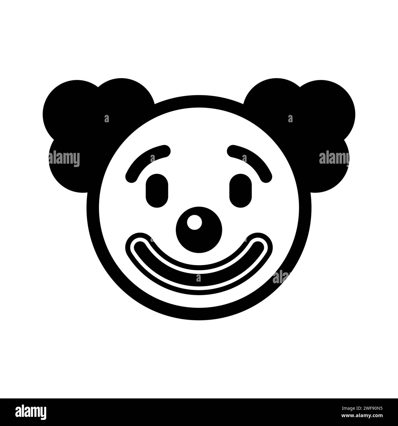 Clowngesicht-Symbol. Zirkus Karneval Spaß süßes Lächeln Maske Gesicht. Fröhliches lustiges Komiker-Zeichen-Symbol. Vektorabbildung. Stock Vektor