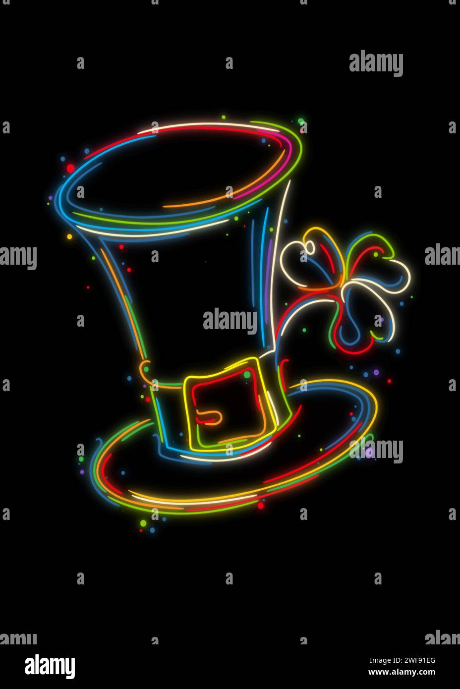 St. Patrick, Tag Hut und Klee, stilisierte Hand gezeichnete Vektor-Illustration in Farben über schwarz Stock Vektor