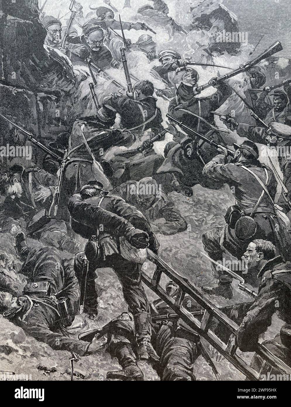 BELAGERUNG VON KARS, TURNEY, 1828. Russen greifen die Stadt an. Stockfoto