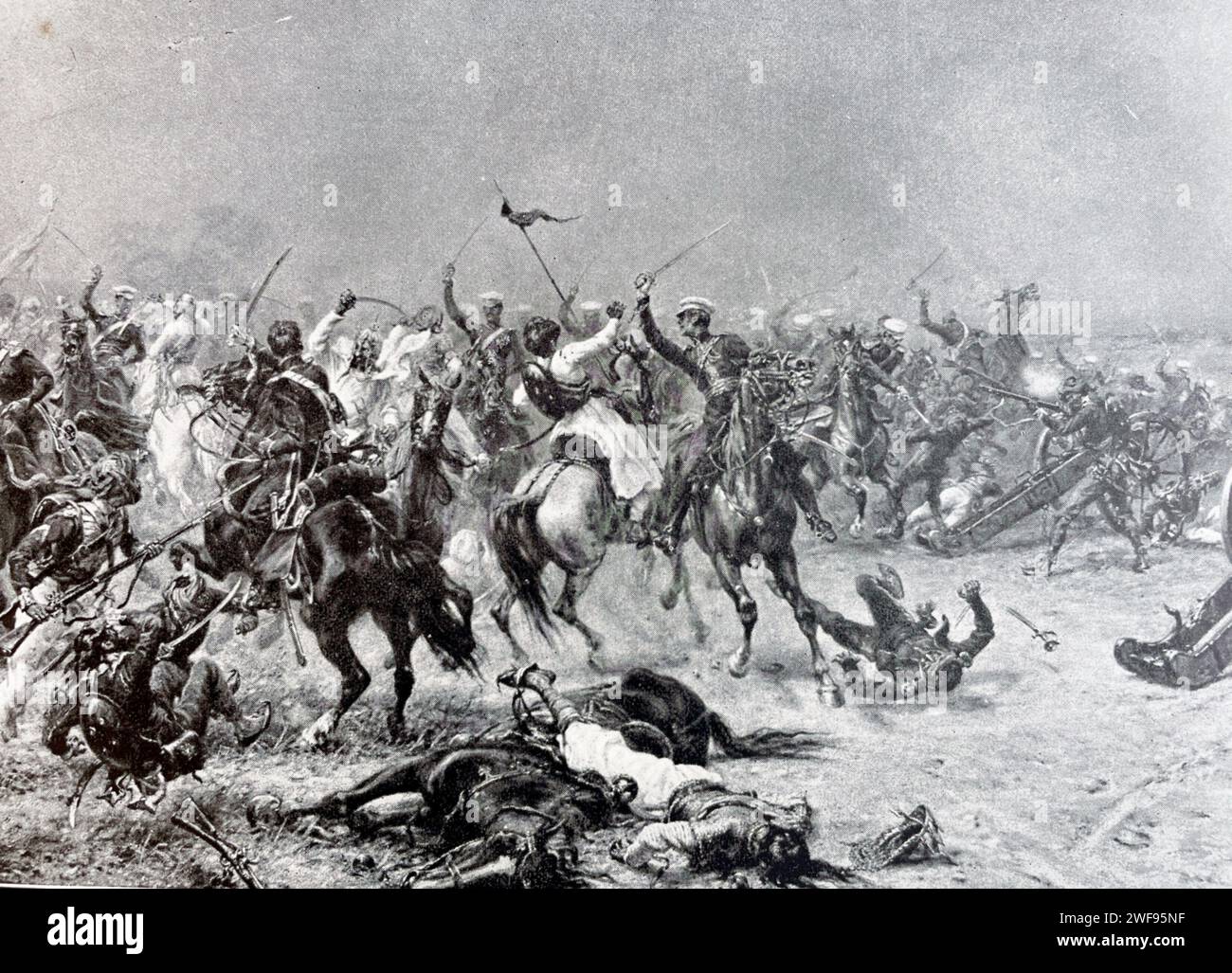 SCHLACHT VON MUDKI AM 18. DEZEMBER 1845. Anklage der Dragoner des Königs gegen die Sikh-Armee des Punjab Stockfoto