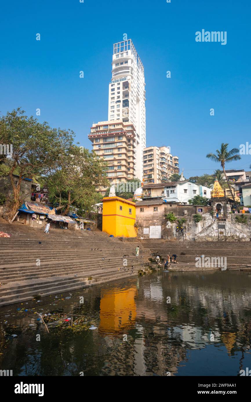 Mumbai, Maharashtra, Indien, 3. Januar 2024, Stadtbild von Mumbai mit Banganga See, nur Editorial. Stockfoto