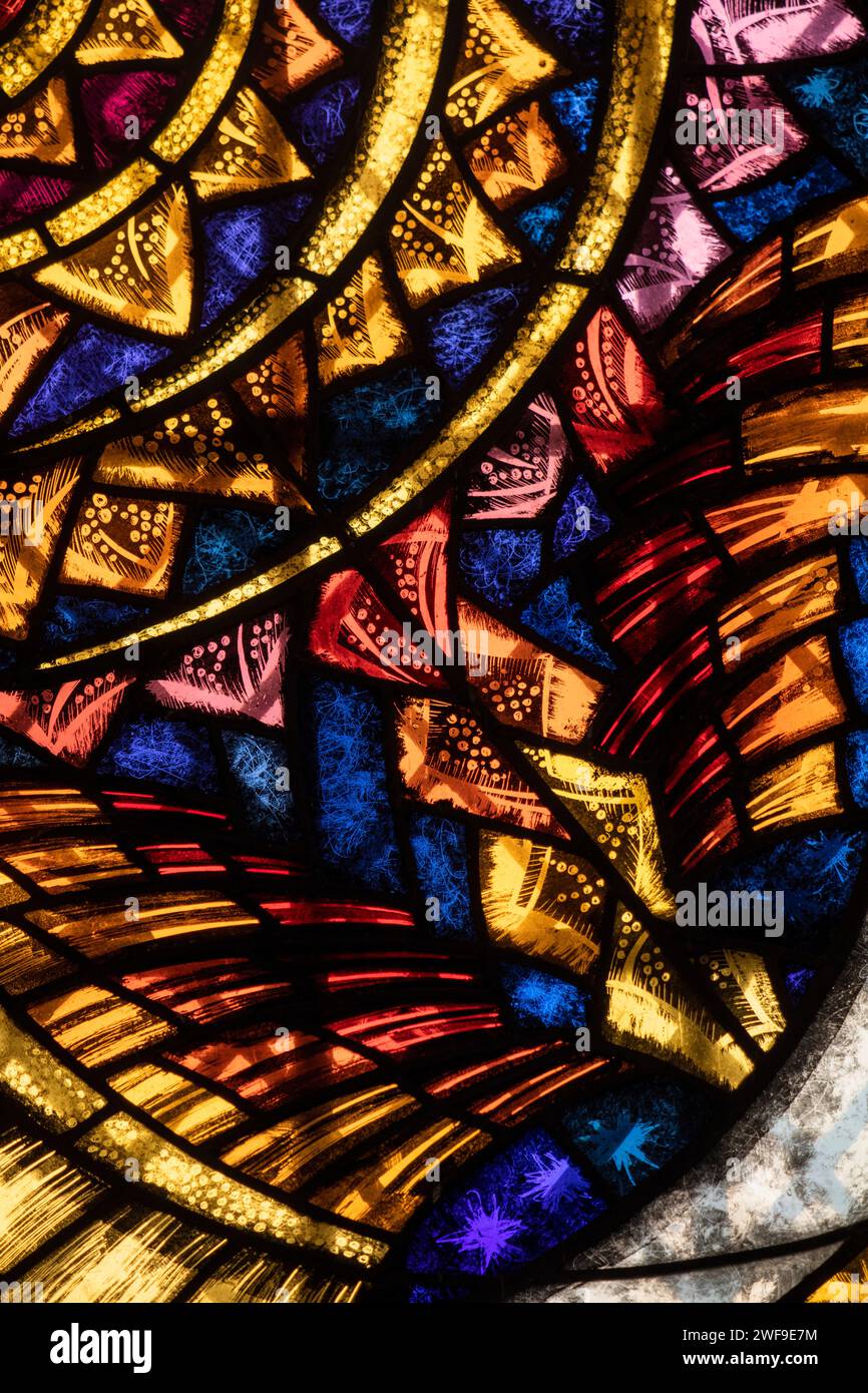 Großbritannien, England Kent, Chiddingstone, Kirche der Heiligen Maria der Jungfrau, Innenraum, Buntglasfragment Stockfoto