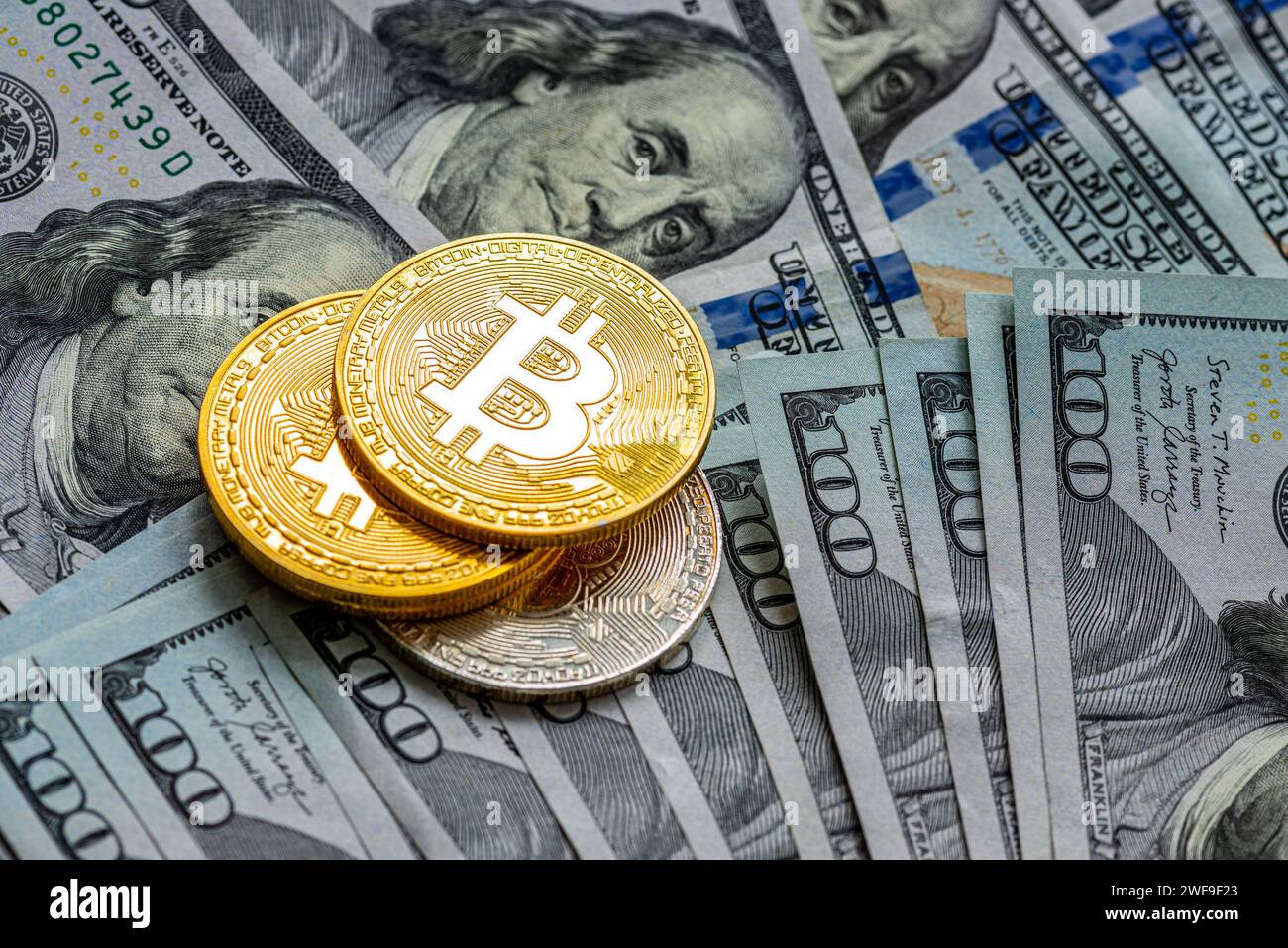 Bitcoin ETF Chaos auf Blockchain, Stockfoto