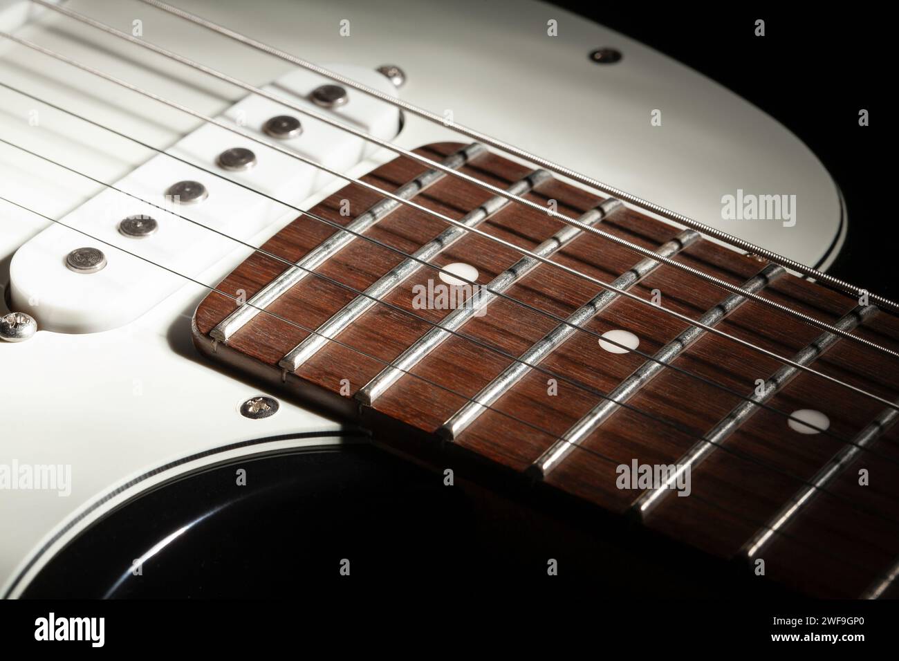 E-Gitarre Griffbrett Body Makronaht Stockfoto