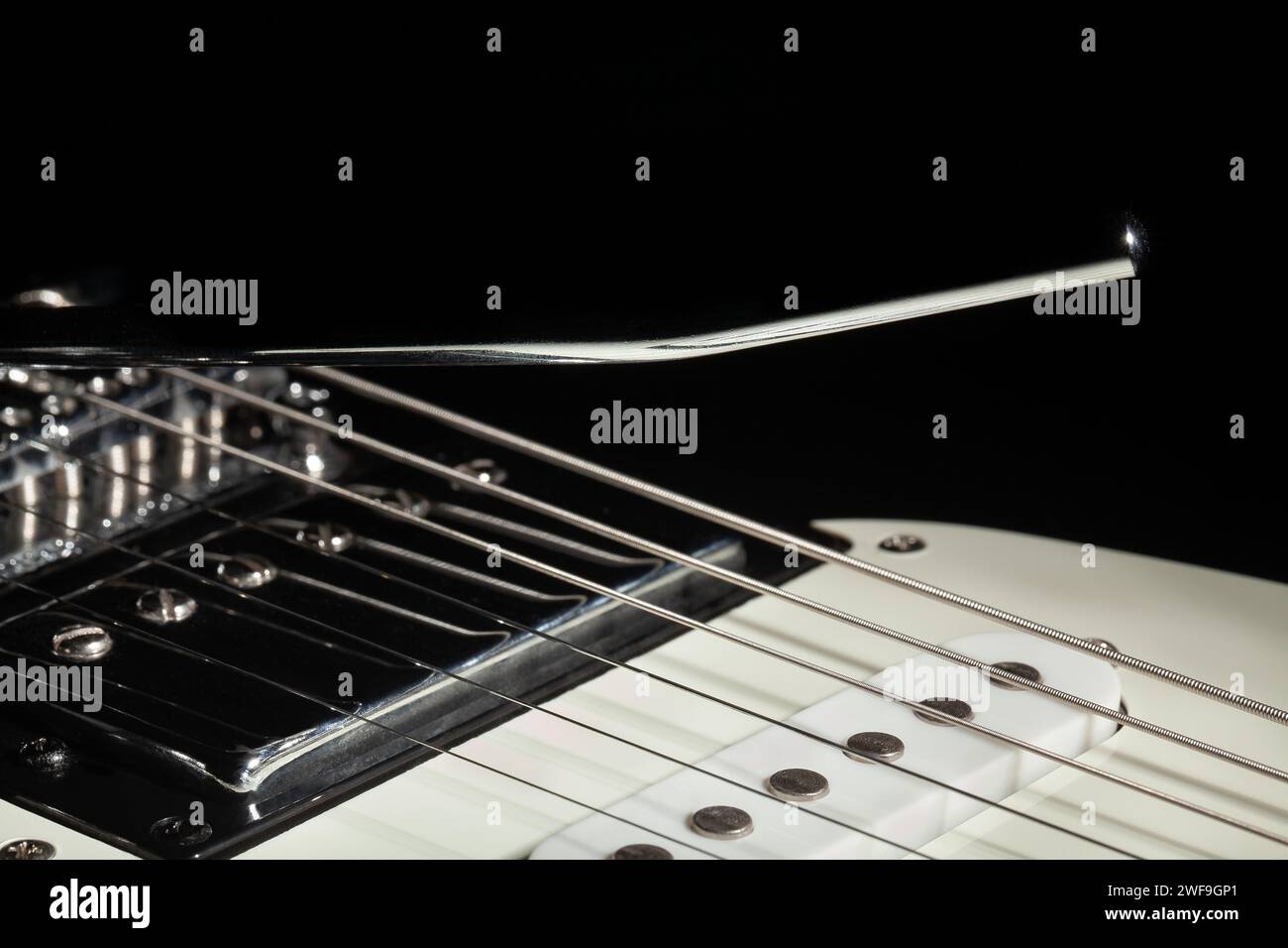 Gitarren-Wammy-Bar-Makroaufnahme Stockfoto