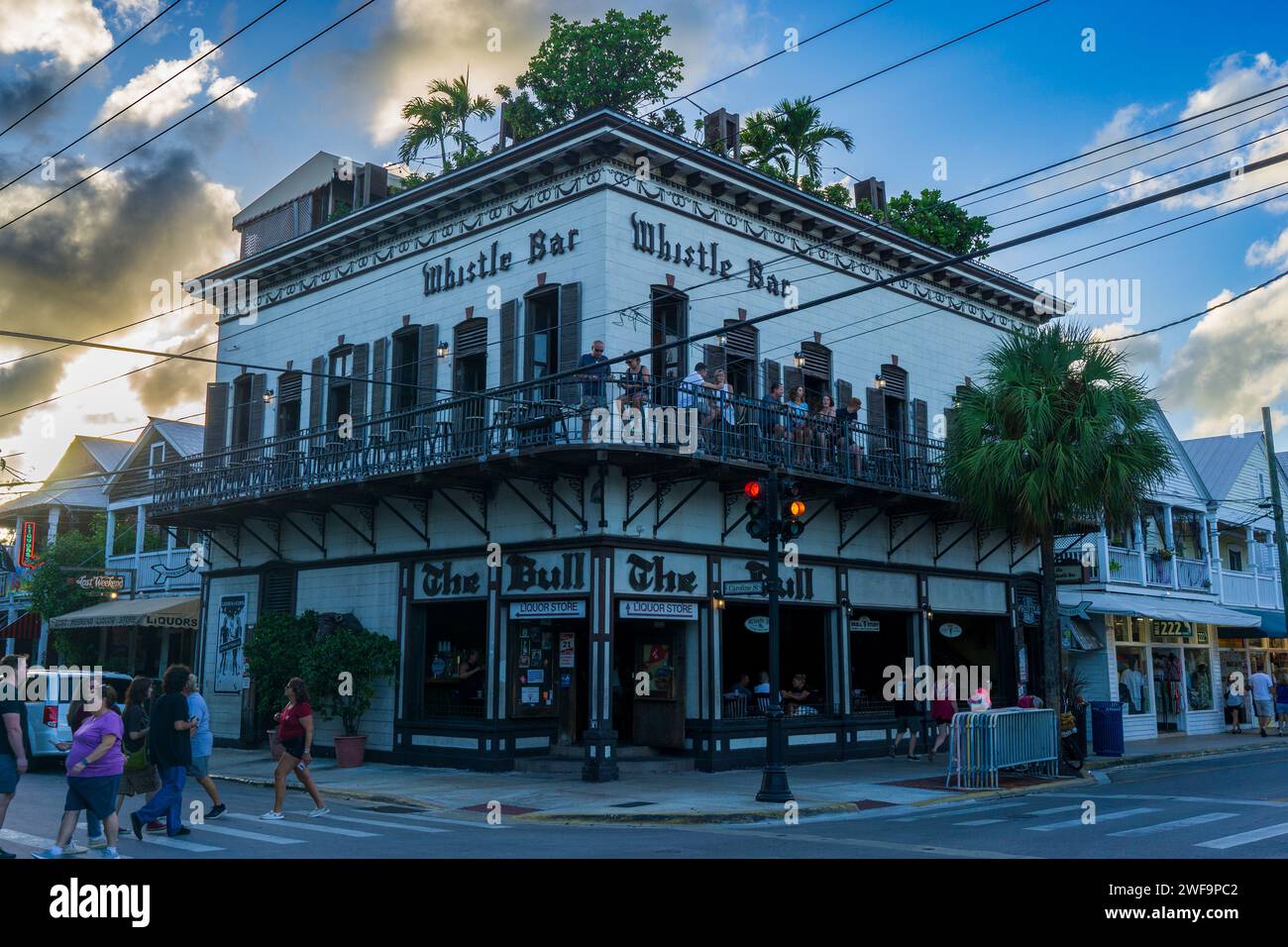 Key West Hausfront mit Bäumen Stockfoto