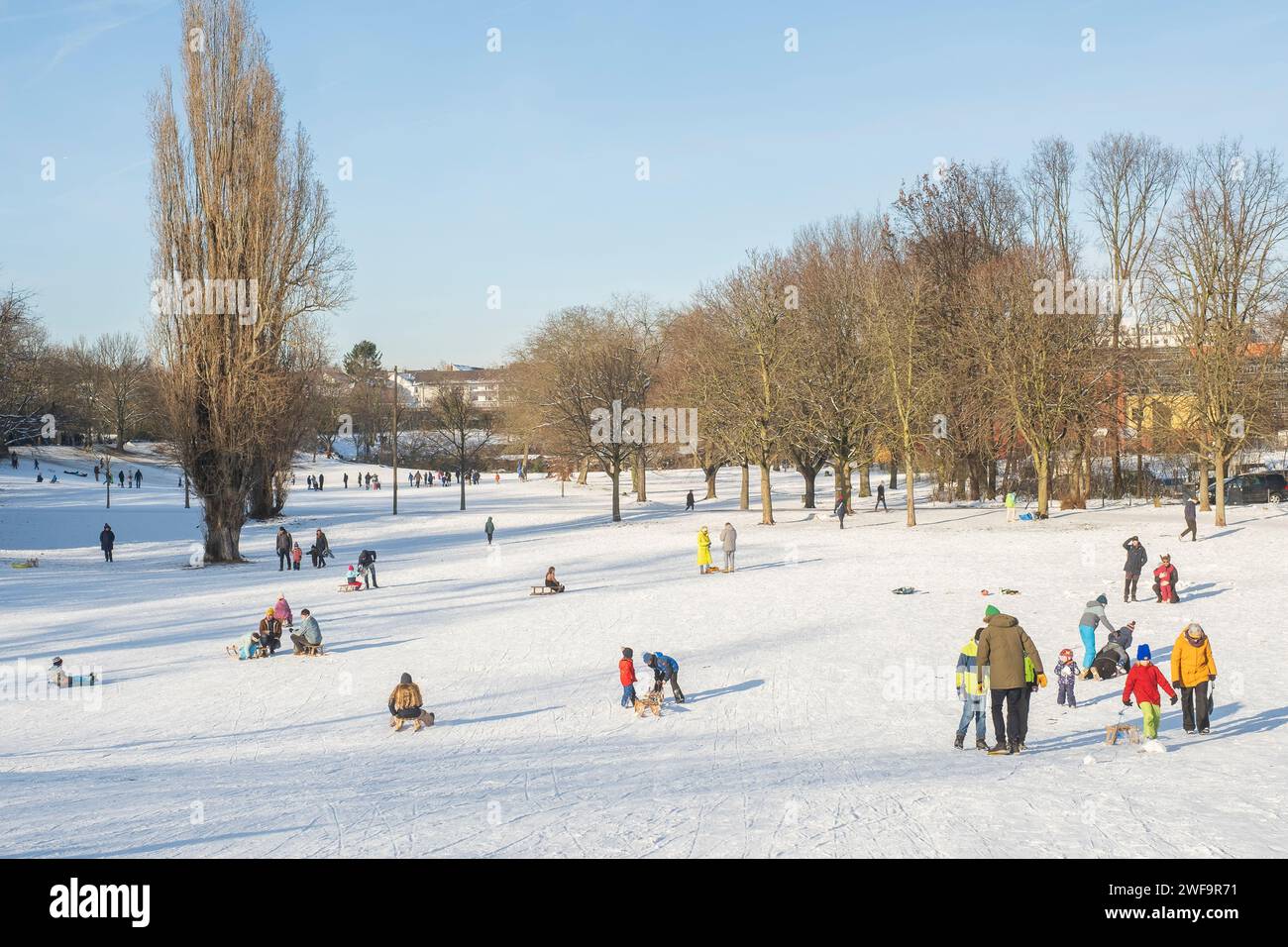 Winterlandschaft im Nippeser Taelchen im Nippeser Stadtteil Köln Stockfoto
