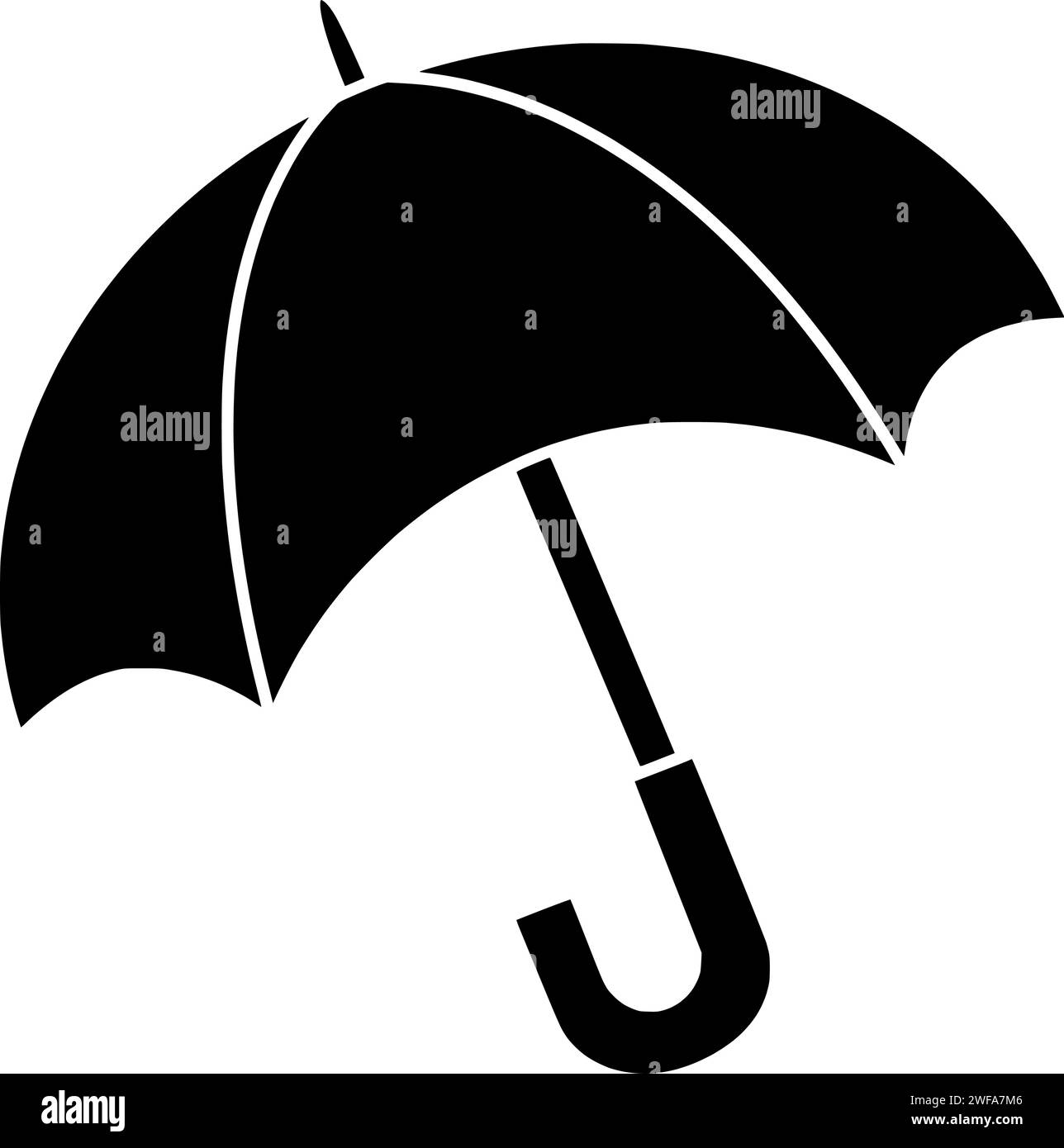 Regenschirm Illustration Schutz Silhouette Schirm Logo Saison-Icon Wetterkontur offener Regengriff Schutz Wasser Herbst Regenzubehör Meteorologie Form Sonnenschirm Trockenversicherung Stock Vektor