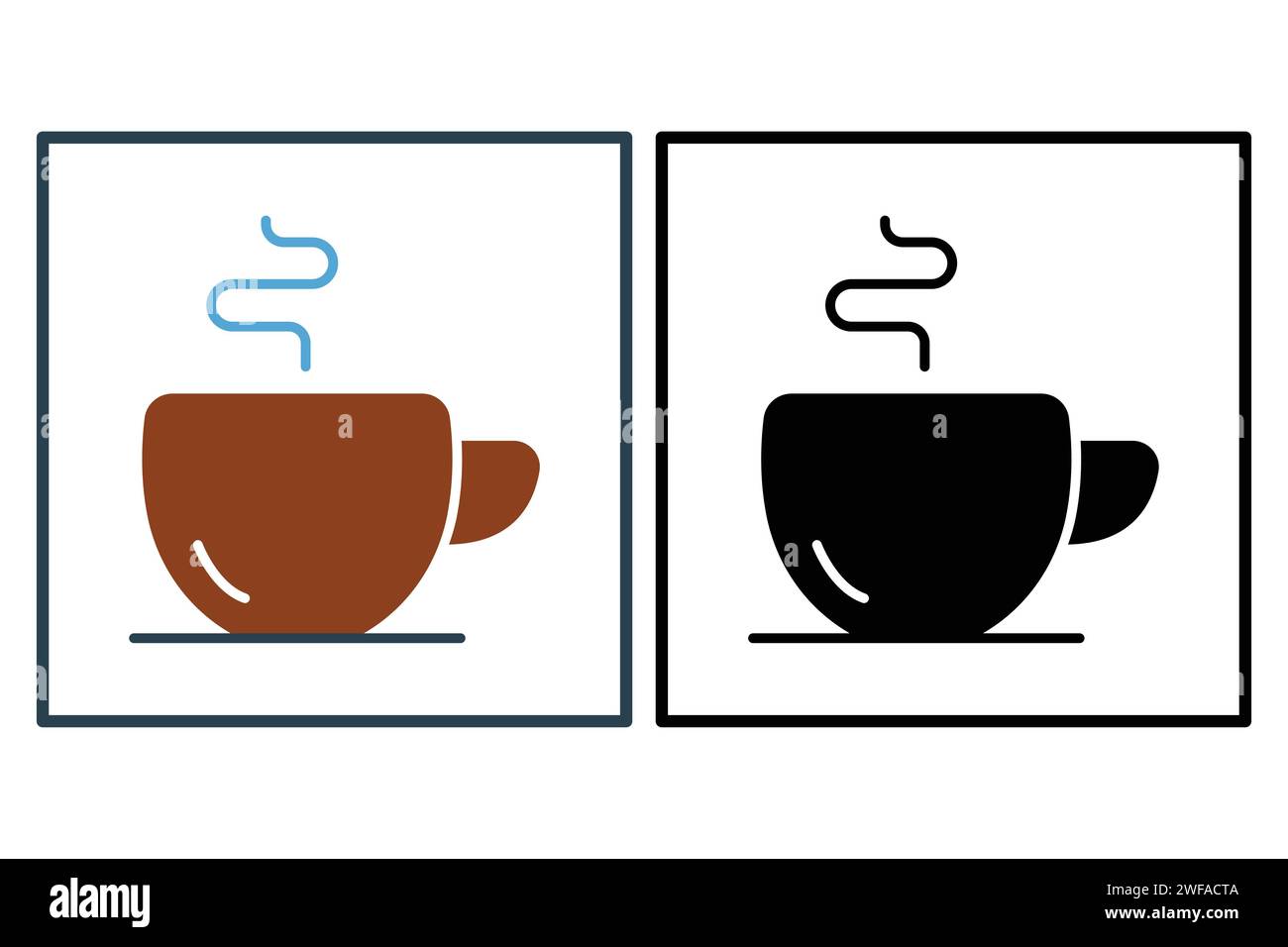 Symbol für Kaffeetasse. Symbol für Cafés und Cafés. Symbolstil durchgehend. Elementabbildung Stock Vektor