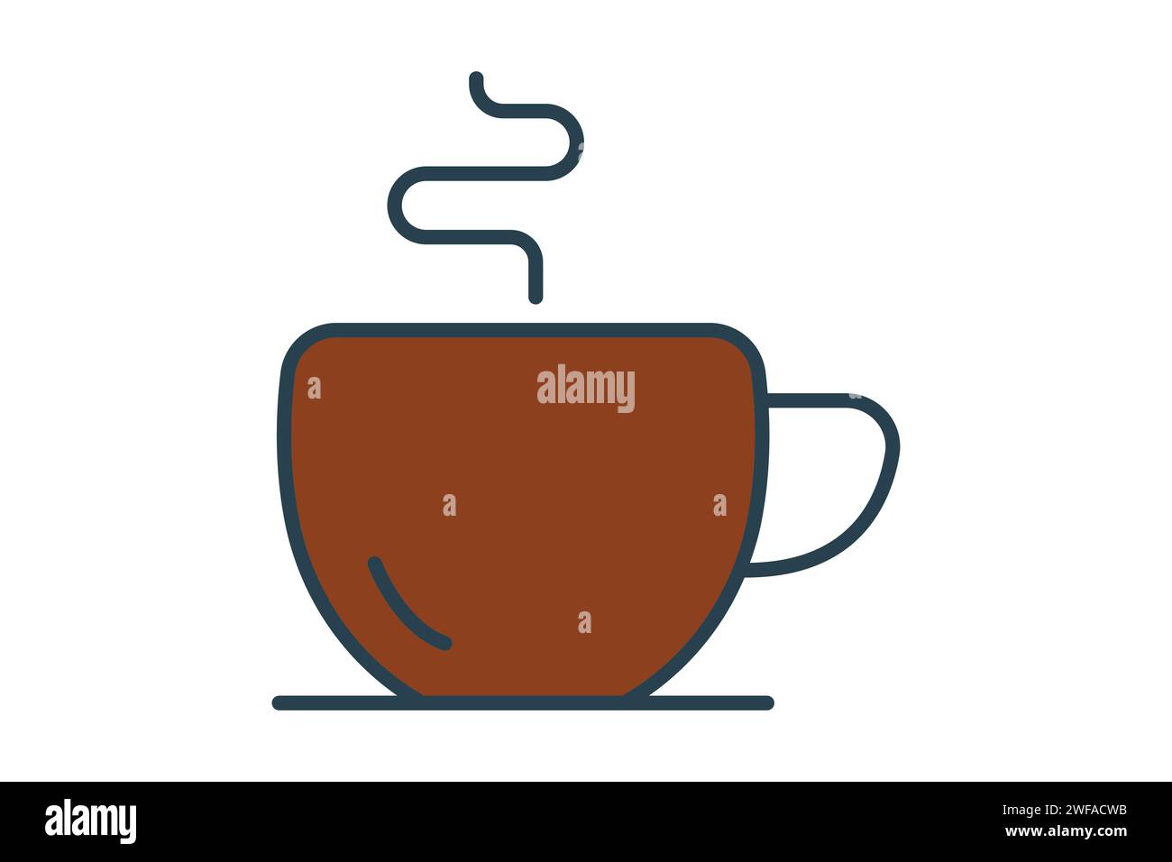 Symbol für Kaffeetasse. Symbol für Cafés und Cafés. Symbolstil für flache Linien. Elementabbildung Stock Vektor