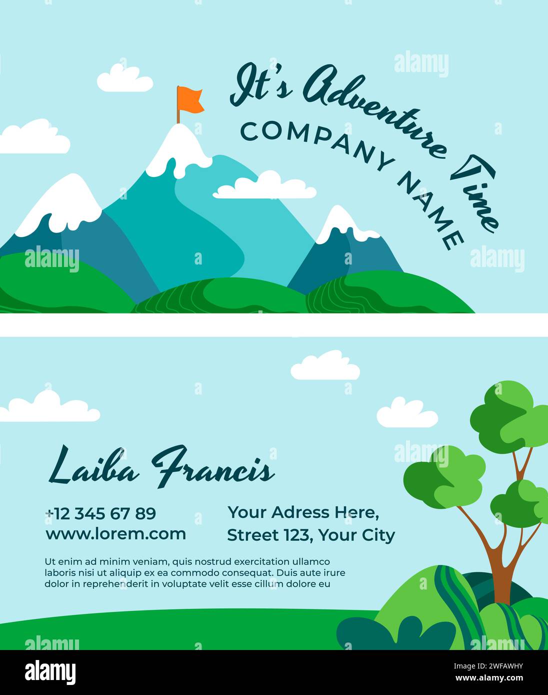 Ihre Abenteuerzeit, Geschäfts- oder Visitenkarte Stock Vektor