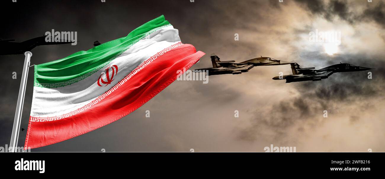 Die Nationalflagge der Islamischen Republik Iran. Land in Westasien. Stockfoto