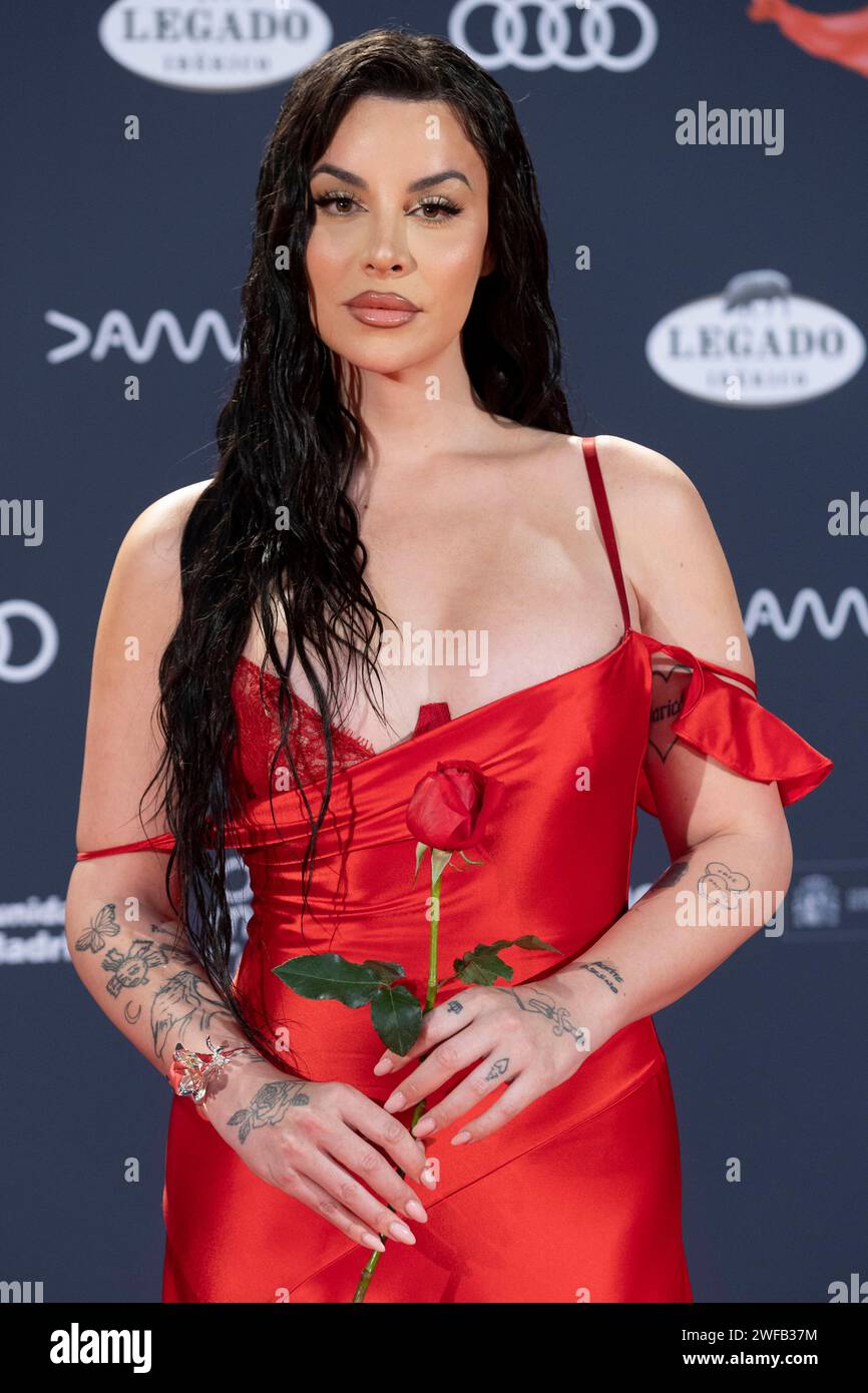 Madrid, Spanien. Januar 2024. Jedet besucht den roten Teppich der Feroz Awards 2024 in der Palacio Vistalegre Arena in Madrid. (Foto: Nacho Lopez/SOPA Images/SIPA USA) Credit: SIPA USA/Alamy Live News Stockfoto