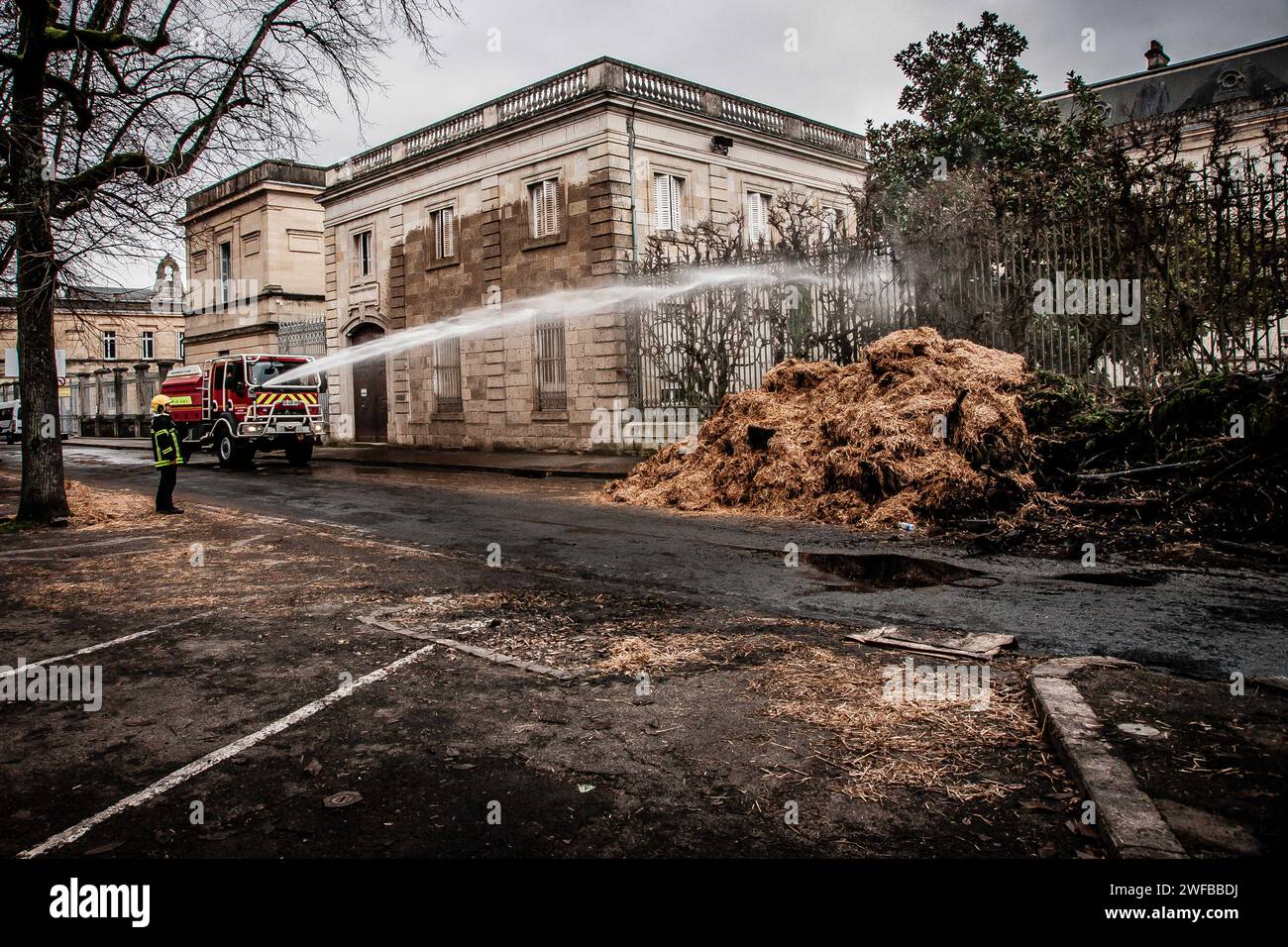 Blocages des agriculteurs Agen Stockfoto