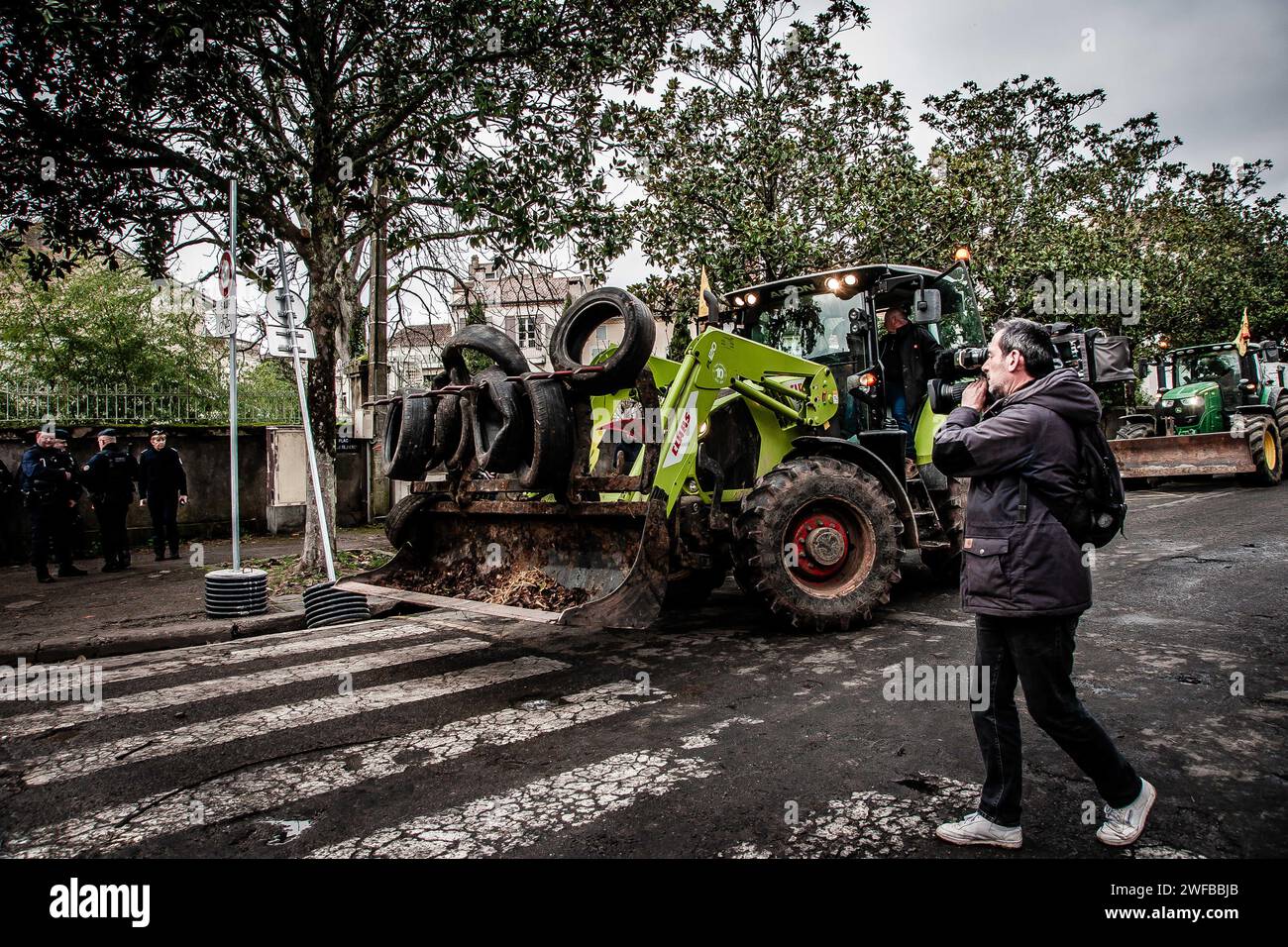 Blocages des agriculteurs Agen Stockfoto