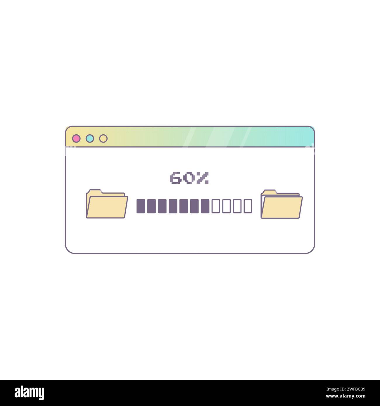 y2k-Schnittstelle, Symbol, Download-Popup, Warten auf Interface-Element-Vektor Stock Vektor