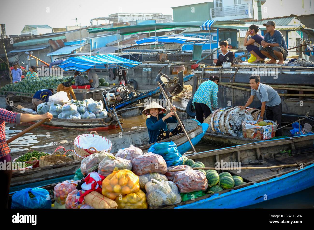 cai hat den schwimmenden Markt, Can Tho Region. Vietnam Stockfoto