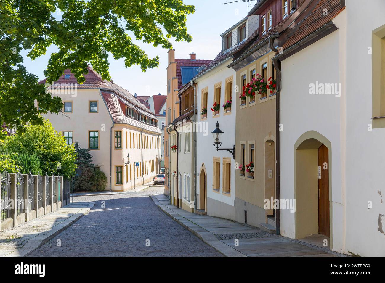 historische Färbergasse in der Altstadt von Freiberg, Sachsen, Deutschland *** historische Färbergasse in der Altstadt von Freiberg, Sachsen, Deutschland Stockfoto