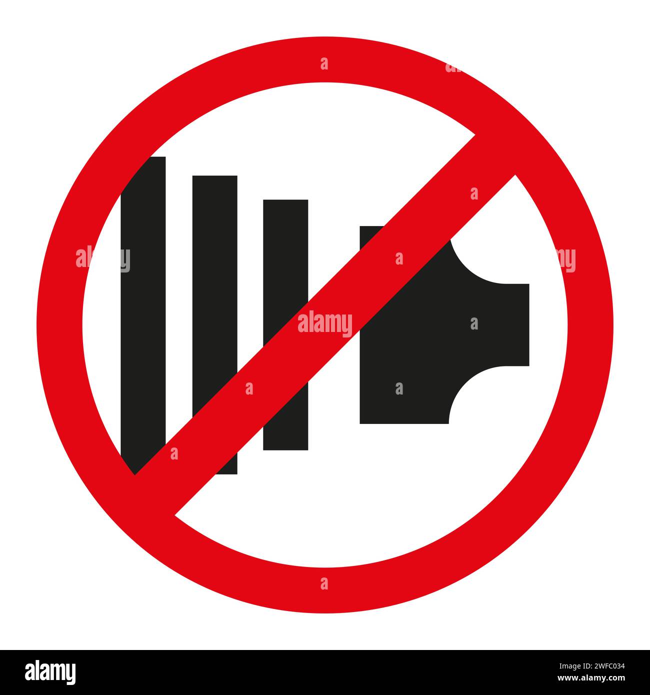 Kein Tonsymbol. Roter Kreis. Computer-Taste. Musikkonzept. App-Element. Flaches Design. Vektorabbildung. Rohbild. EPS 10. Stock Vektor