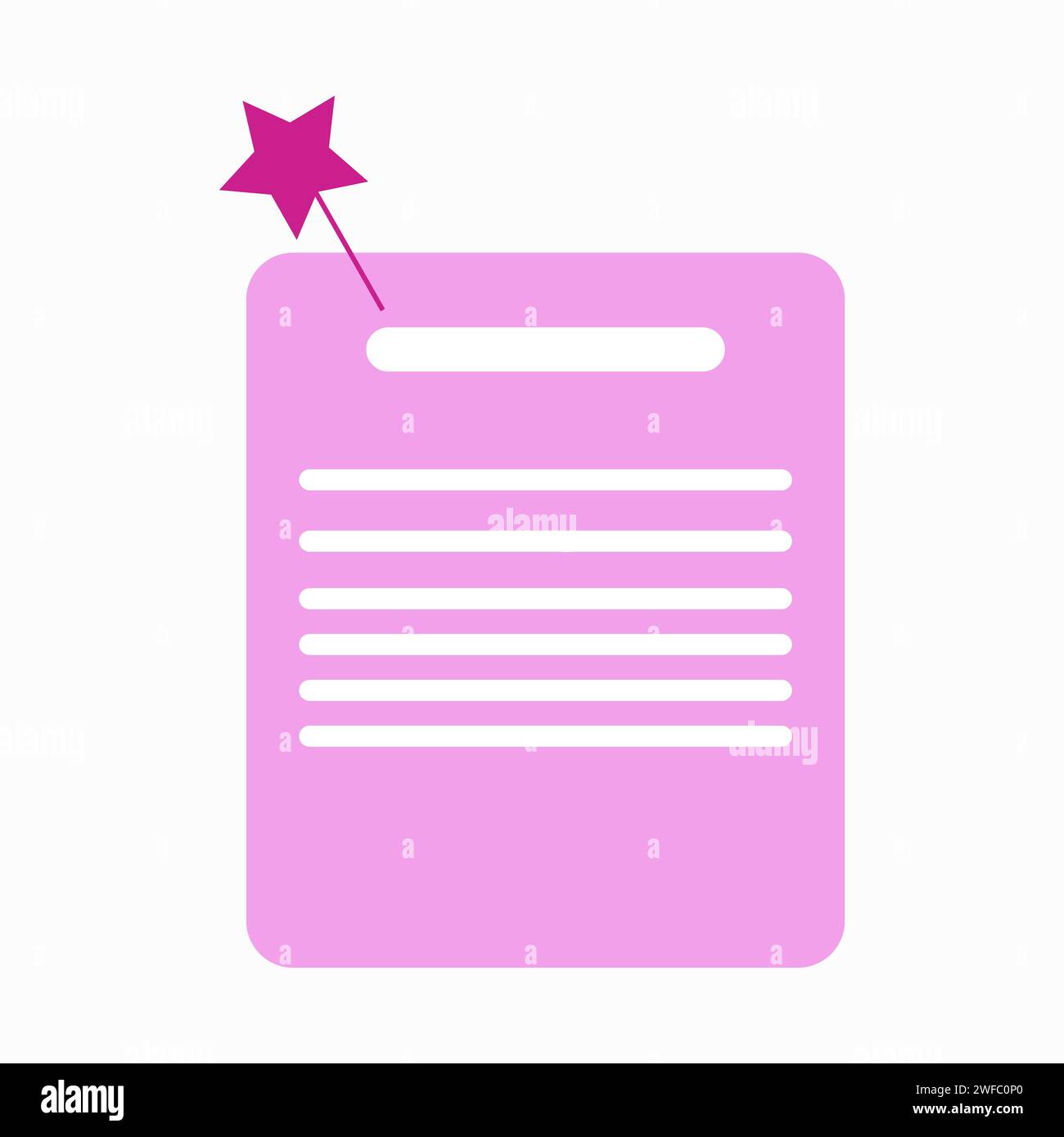 Pinkfarbenes Symbol für Dokumentseite mit Stern. Antragsformular. Geschäftskonzept. Strichgrafik. Vektorabbildung. Rohbild. EPS 10. Stock Vektor