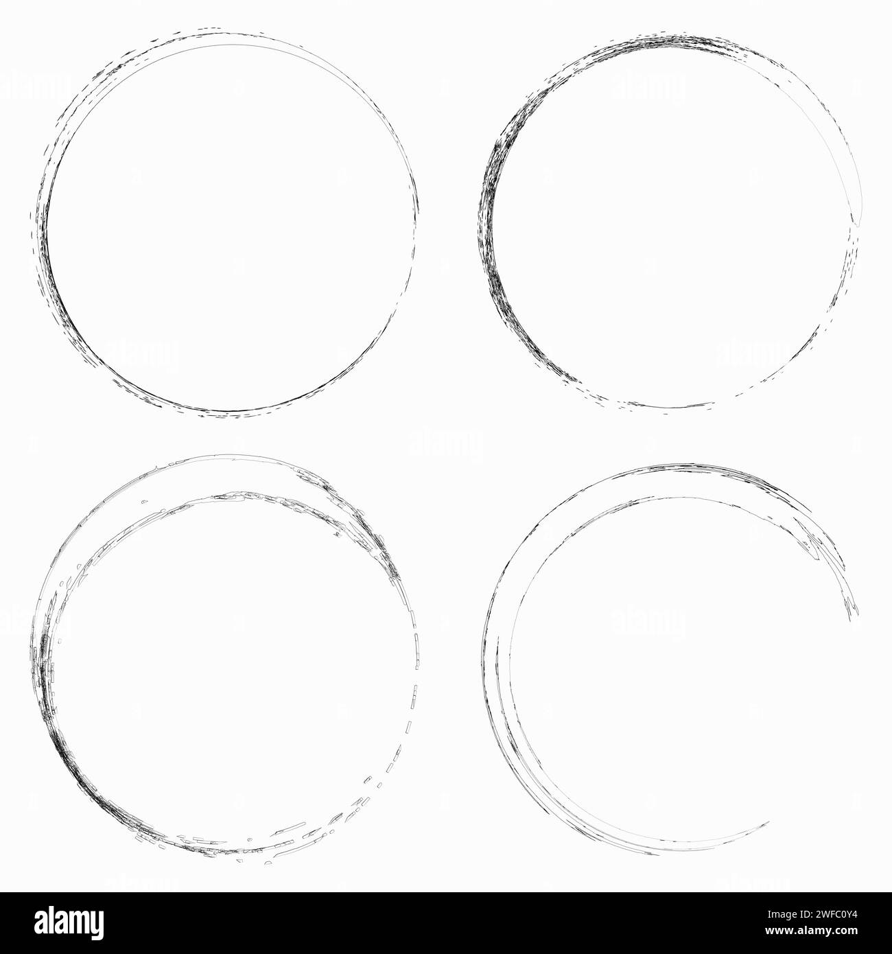 Set aus schwarzem Kreissymbol für Silhouette. Einfacher Rundrahmen. Freihand-Kunstbild. Vektorabbildung. Rohbild. EPS 10. Stock Vektor