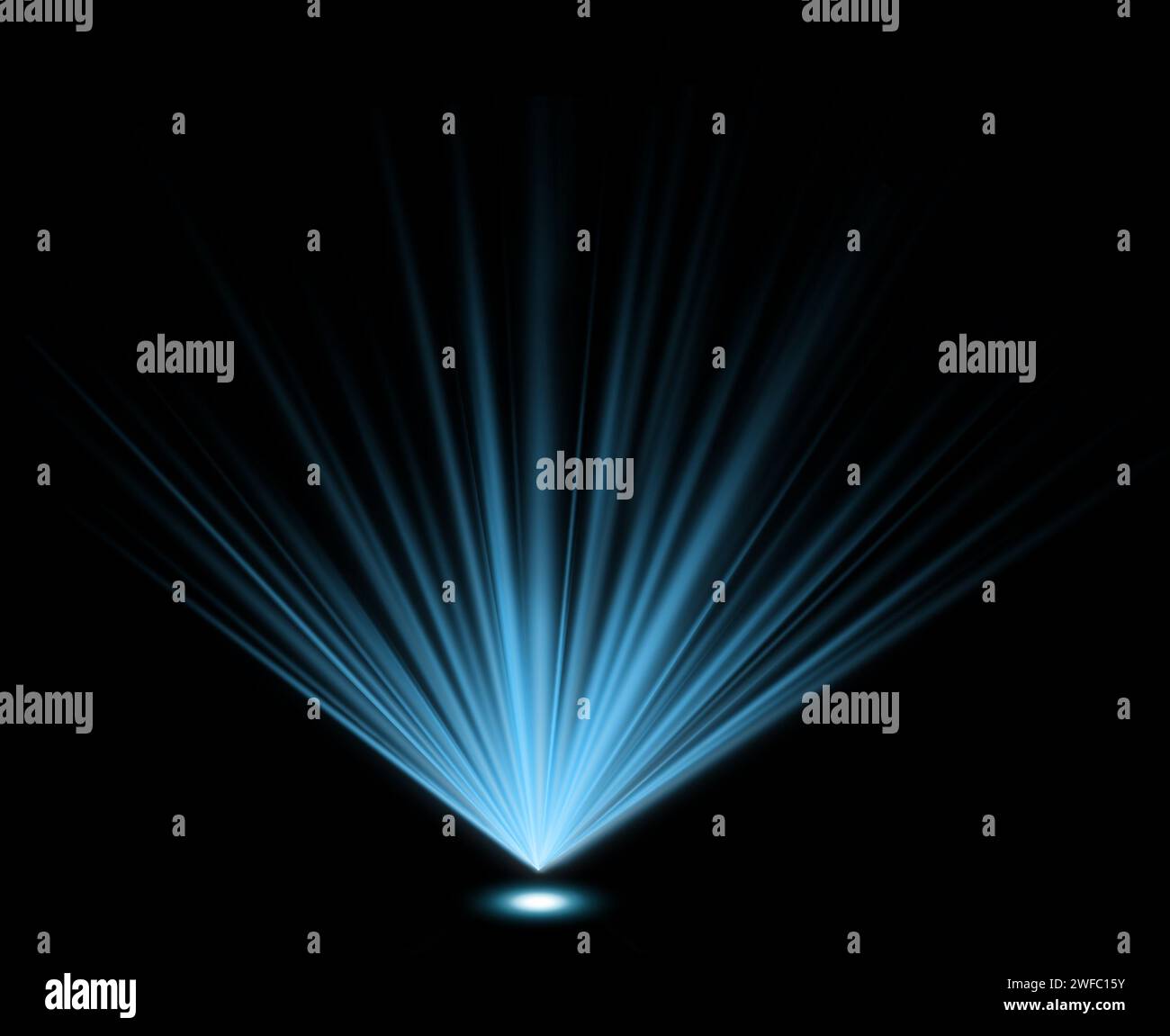 Scheinwerfer für holografischen hud-Kreis mit blauem Glanz von unten Stockfoto