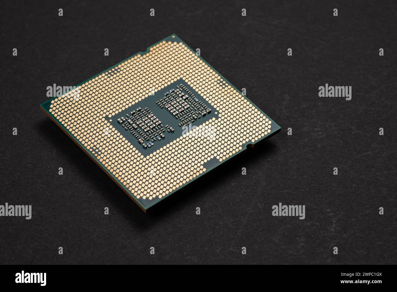 CPU-Computerprozessor-Makroaufnahme, flacher Fokus. Stockfoto