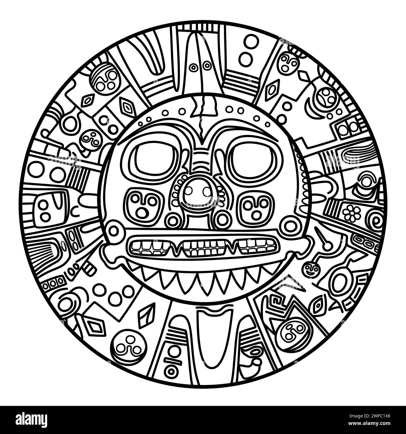 Goldene Sonne von Echenique. Prähispanische goldene Platte. Vielleicht repräsentiert er den Sonnengott Inti und wird von Inka-Herrschern als Brustpanzer getragen. Wappen von Cusco. Stockfoto