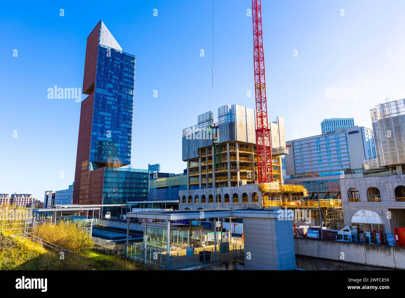 Rondo Stratford Wohnhaus wird im Bau gebaut und der Manhattan Loft Gardens Wolkenkratzer, London, England Stockfoto