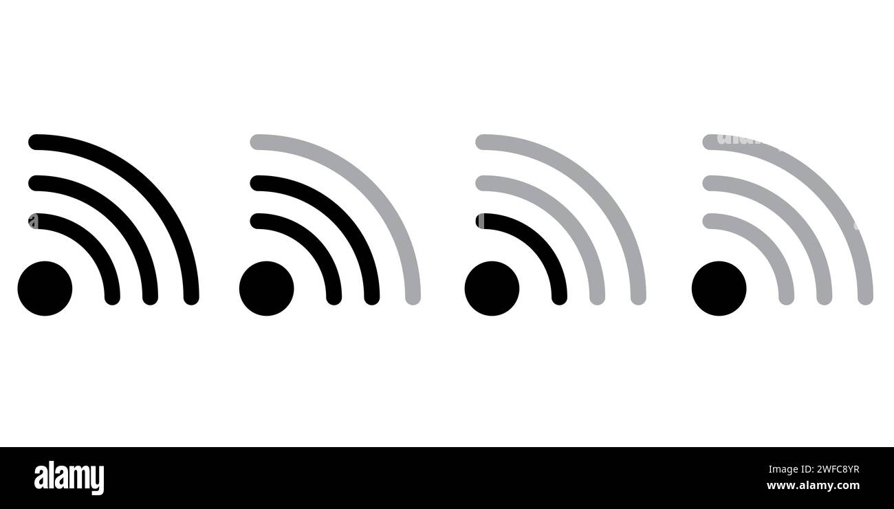 Symbolgruppe für Wi-Fi-Signal. Kabellose WAVE. Verbindungssymbol. Technologischer Hintergrund. Vektorabbildung. Rohbild. EPS 10. Stock Vektor