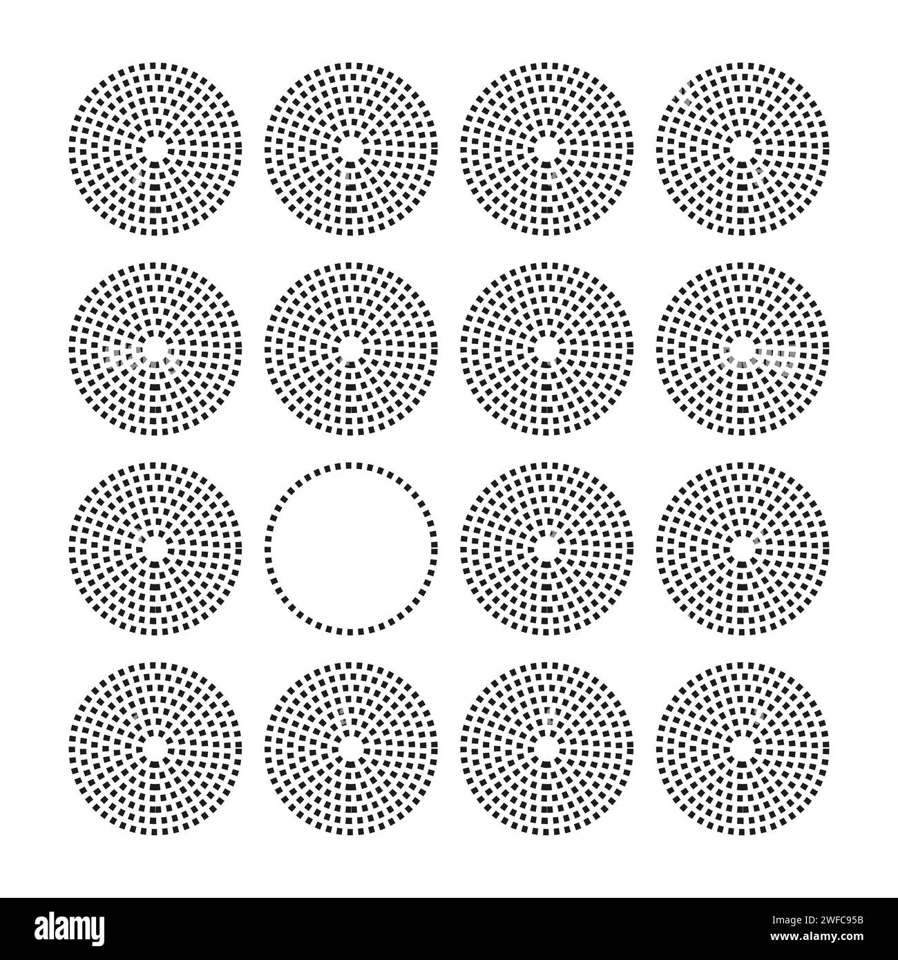Kreise aus Punktset. Pop-Art-Punkt. Konstruktionselement. Vektorabbildung. Rohbild. EPS 10. Stock Vektor