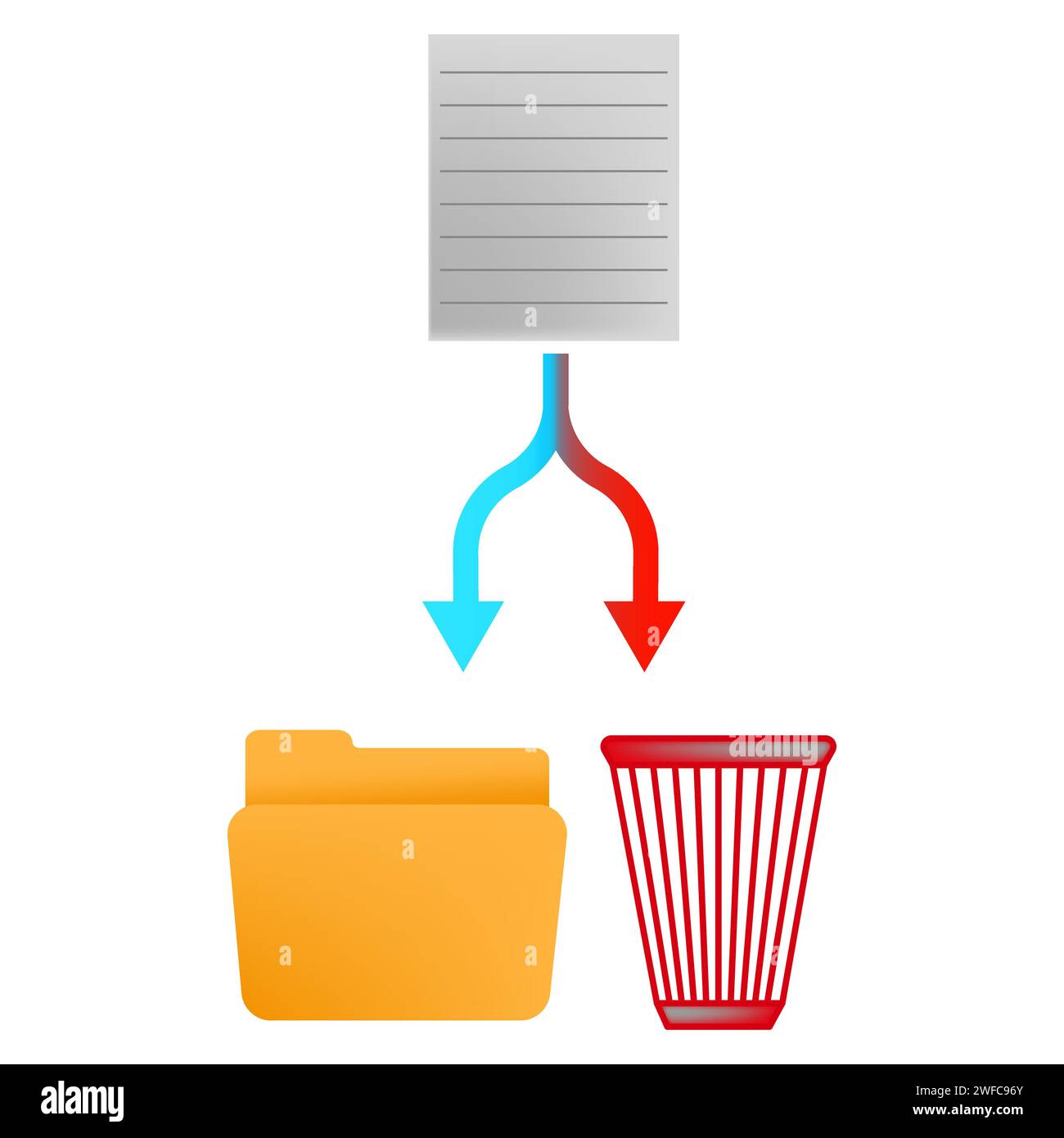 Papierkorb für flache Dokumente. Online-Dokument signieren. Computerschnittstelle. Vektorabbildung. Rohbild. EPS 10. Stock Vektor