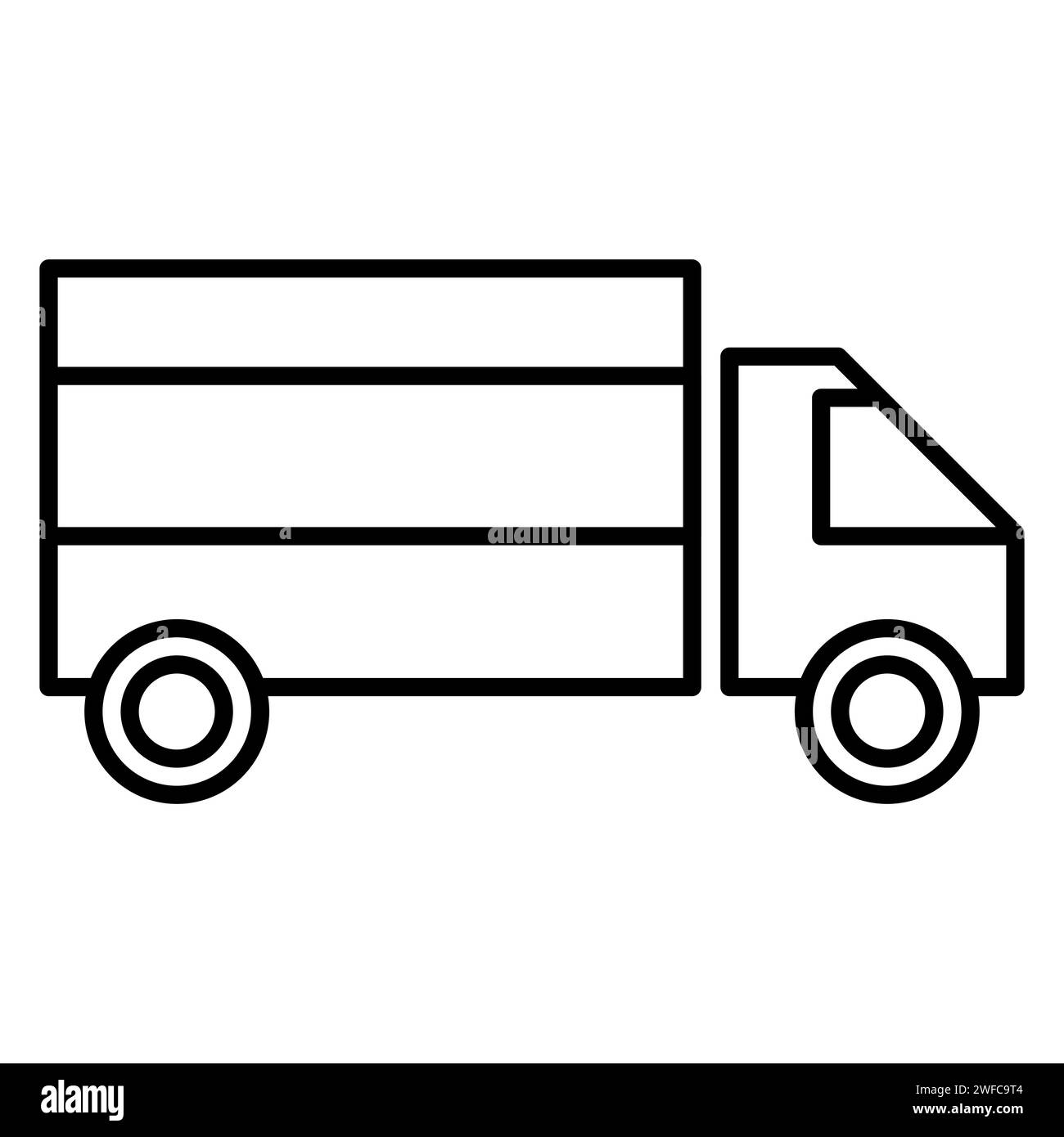 Güterwagen. Zustellung durch Kurierdienst. Lieferung mit dem Courier-Logo. Draufsicht. Transport-Logo. Vektorabbildung. Rohbild. EPS 10. Stock Vektor