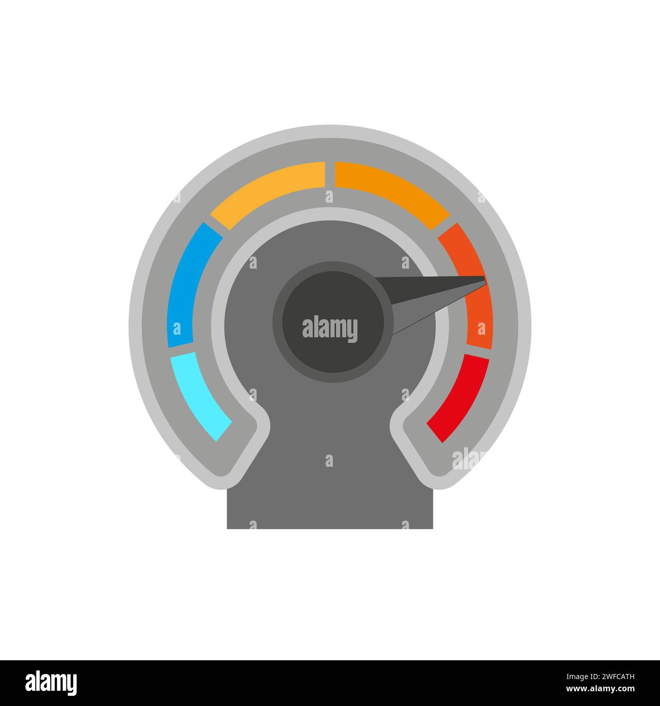 Tachometer in flacher Ausführung. Hohe Geschwindigkeit. Fortschrittsbalken. Kurzwahlanzeige. Vektorabbildung. Rohbild. EPS 10. Stock Vektor