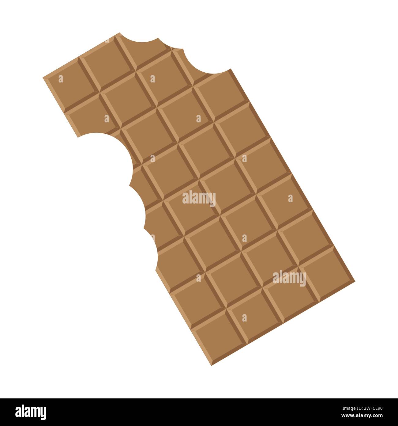 Icon mit gebissener Milchschokolade. Isolierte Vektordarstellung. Flacher Vektor. Süßes Essen. Vektorabbildung. Rohbild. EPS 10. Stock Vektor