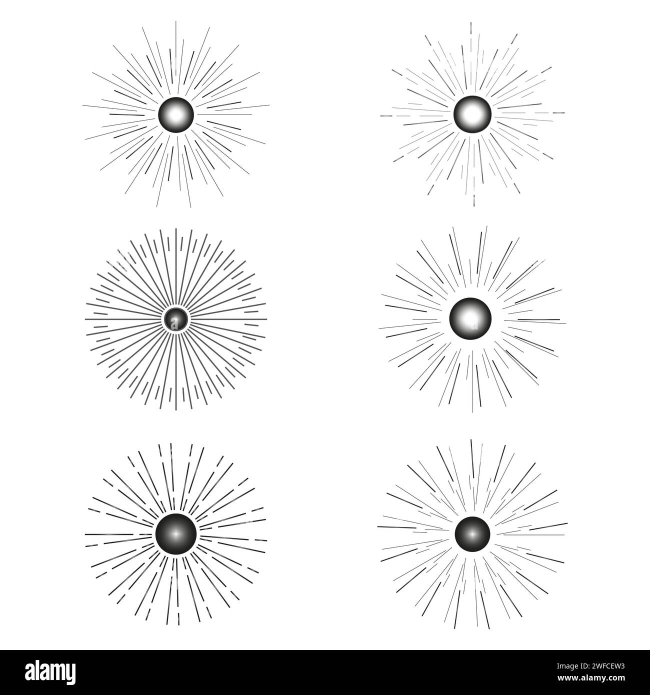 Feuerwerk, Sonnensymbol. Retro-SUN-Symbol. Vektorabbildung. Rohbild. EPS 10. Stock Vektor