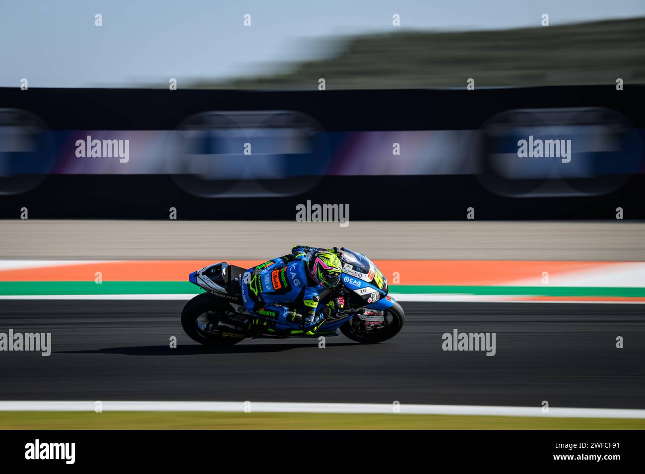 Der spanische Moto2-Fahrer Fermin Aldeguer vom GT Trevisan SpeedUp Rennteam während des Motul Grand prix in Cheste, Valencia, Spanien. November 2023 Stockfoto