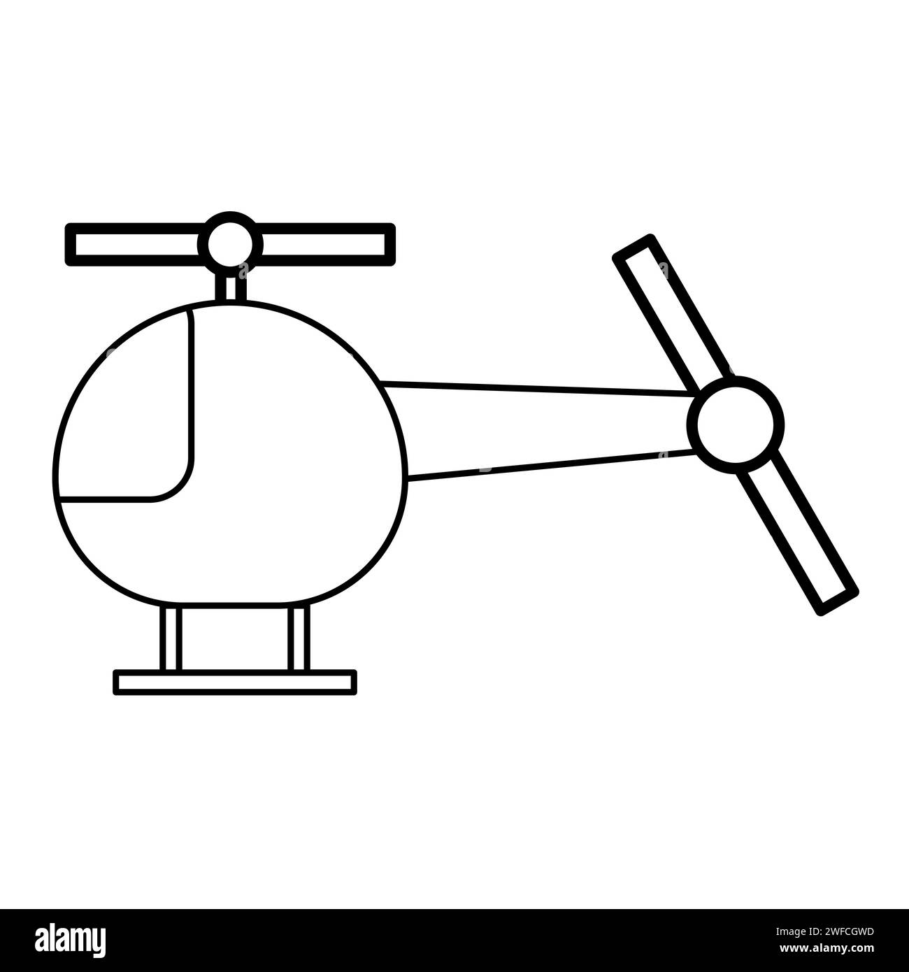 Schwarzer Cartoon-Hubschrauber. Technologischer Hintergrund. Vektorabbildung. Rohbild. EPS 10. Stock Vektor