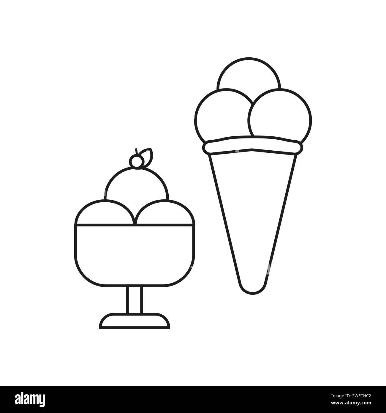 Eissymbole. Süßes Essen. Vektorabbildung. Rohbild. EPS 10. Stock Vektor