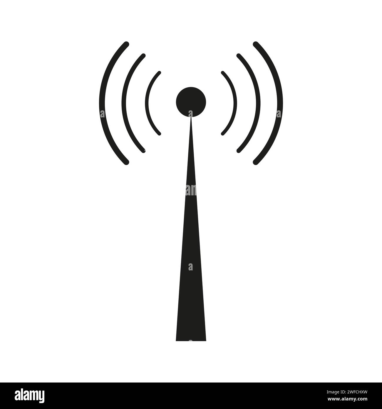 Mobiltelefonantenne. Radiosendersignal. Internetkommunikation. Technologiekonzept. Vektorabbildung. Rohbild. EPS 10. Stock Vektor